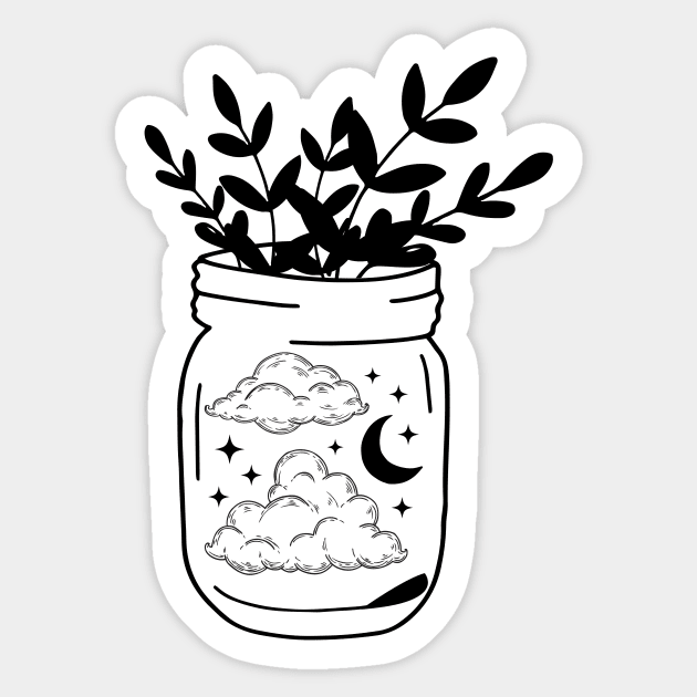 Moon and clouds in a jar aesthetic space stars sky Sticker by Shaymalily